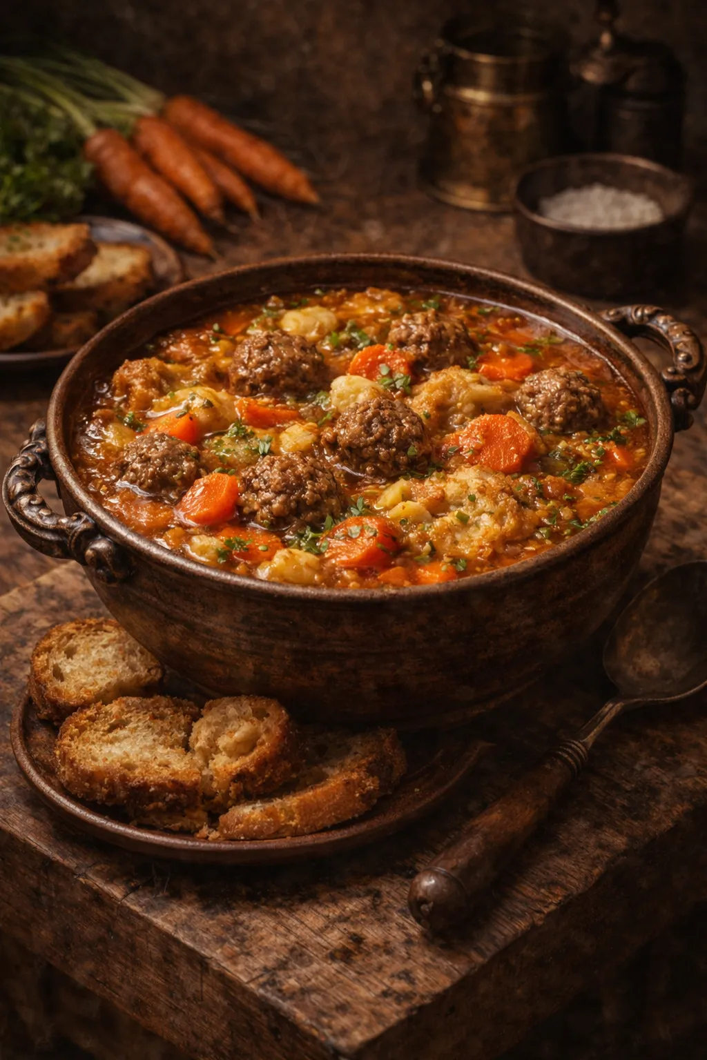 Soup with Turkey Mince Rounds old Romanian recipe