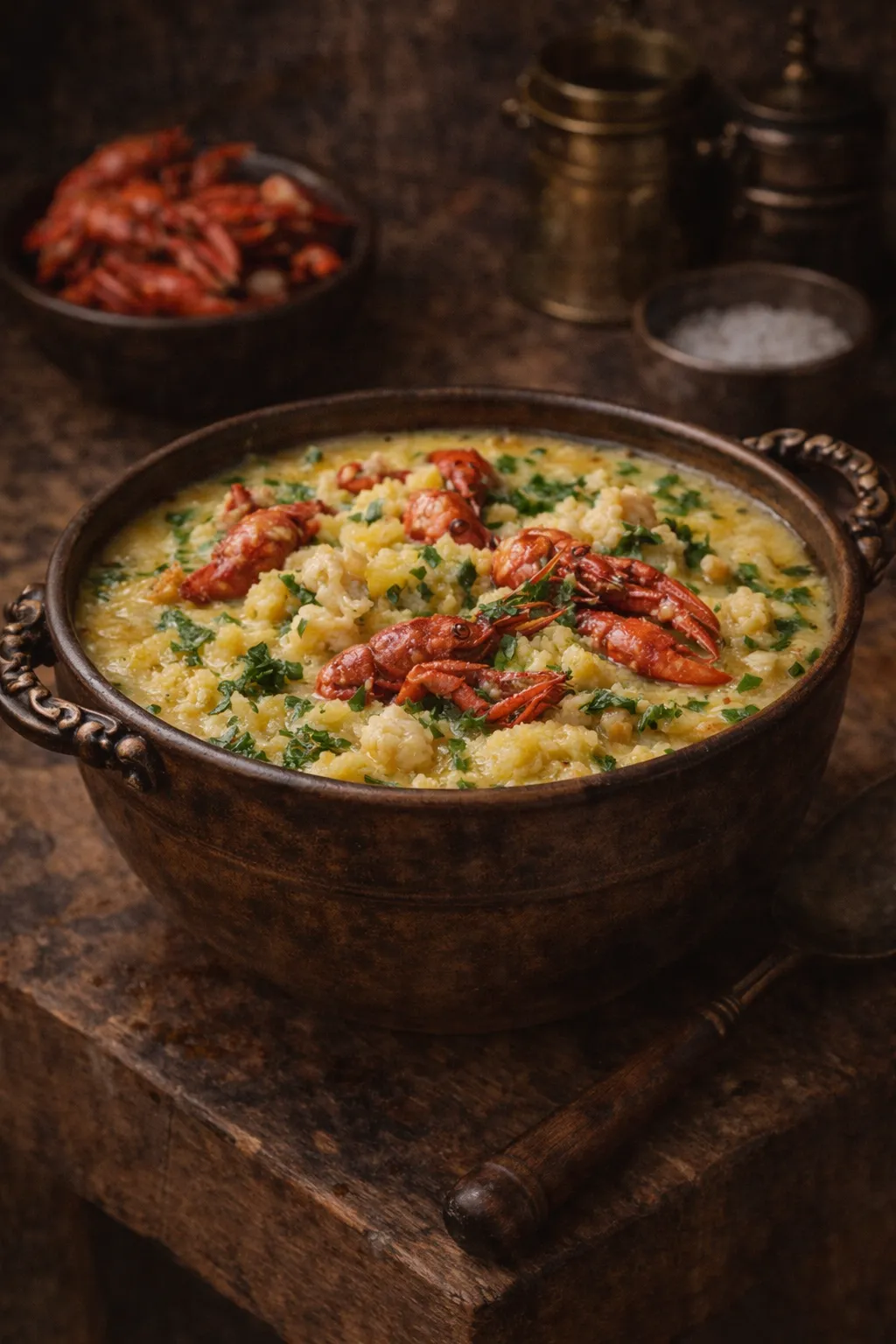 Chicken with Peas and Crayfish old Romanian recipe